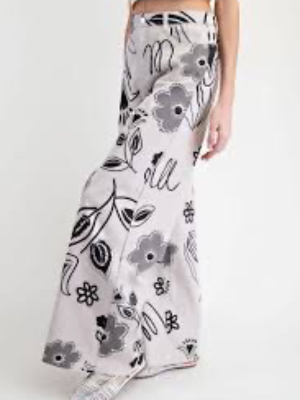 New Easel Women's Floral Printed High Rise Wide Leg Pants Denim Size Small - Picture 2 of 8
